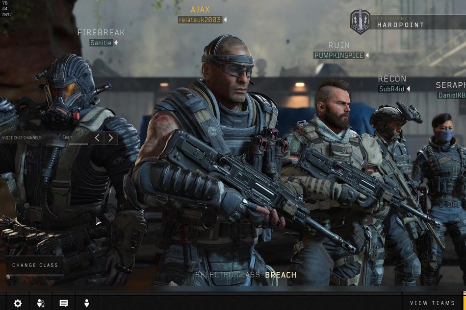 Hardpoint lobby in Call of Duty: Black Ops 4.