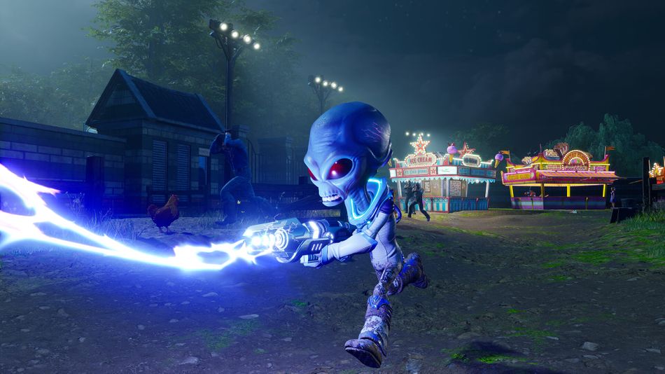 Destroy All Humans! protagonist zapping humans