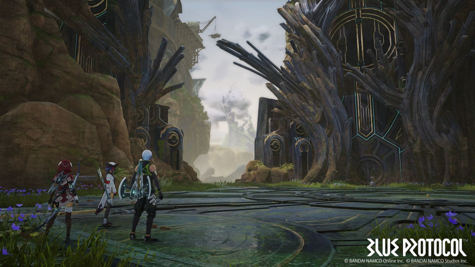 Blue Protocol screnshot showing several characters with weapons