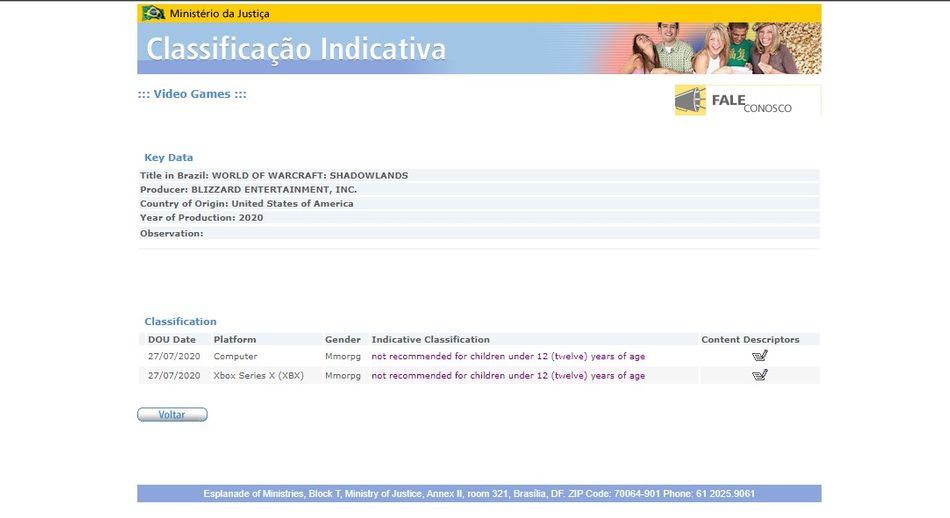 screenshot showing WoW Shadowlands rating in Brazil