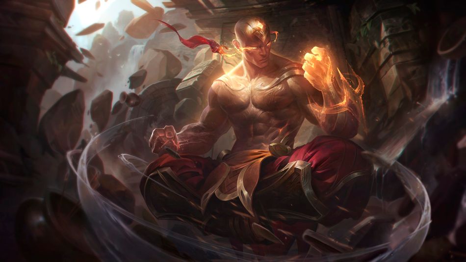 League of Legends champion Lee Sin - Godfist Lee Sin splash art