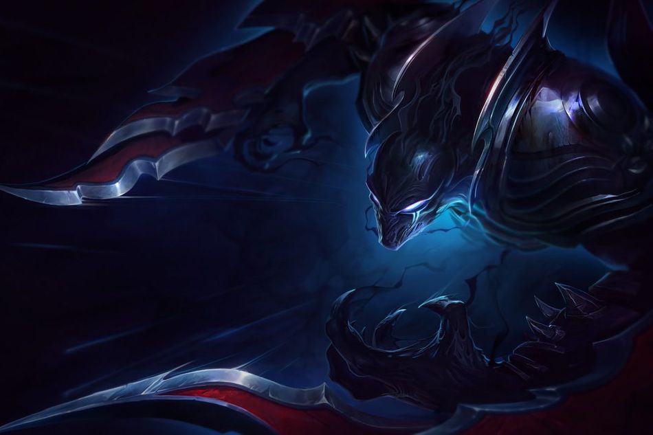 A shadowy nightmare assassin from League of Legends whose colour palette inspiration is 50 shades of grey