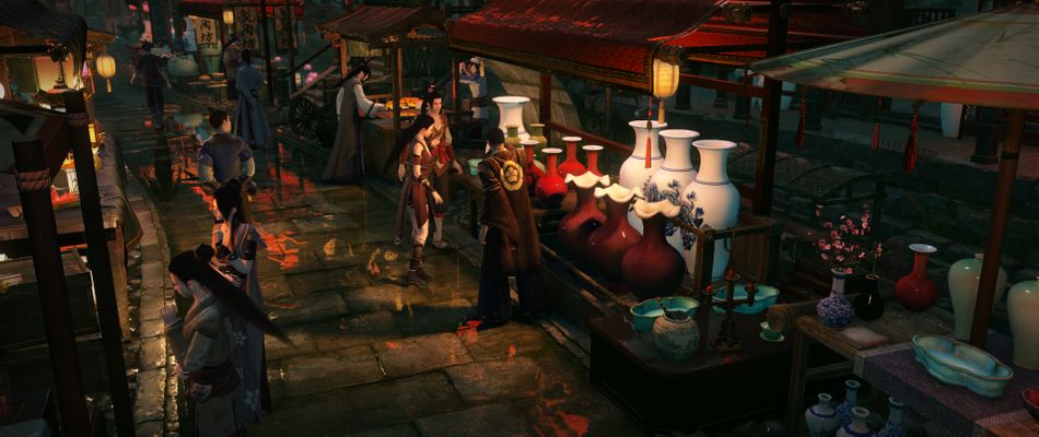 Screenshot of a marketplace in Justice Online