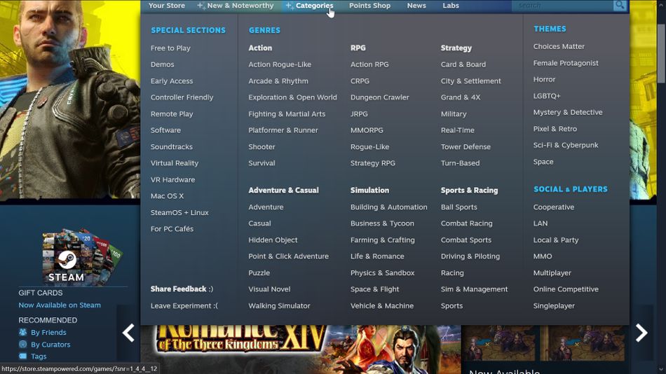 Steam Labs, Categories