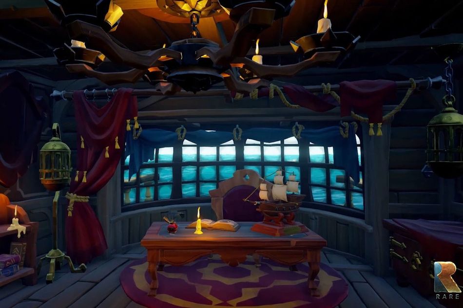 Sea of Thieves - a view from inside the captain's cabin