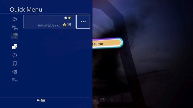 The new look of the Quick Menu on the PS4