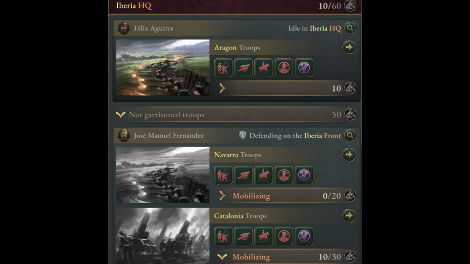 Victoria 3 - Spanish troops Mobilizing for war