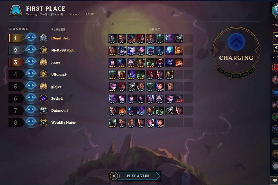 Picture of a post-match screen in Teamfight Tactics