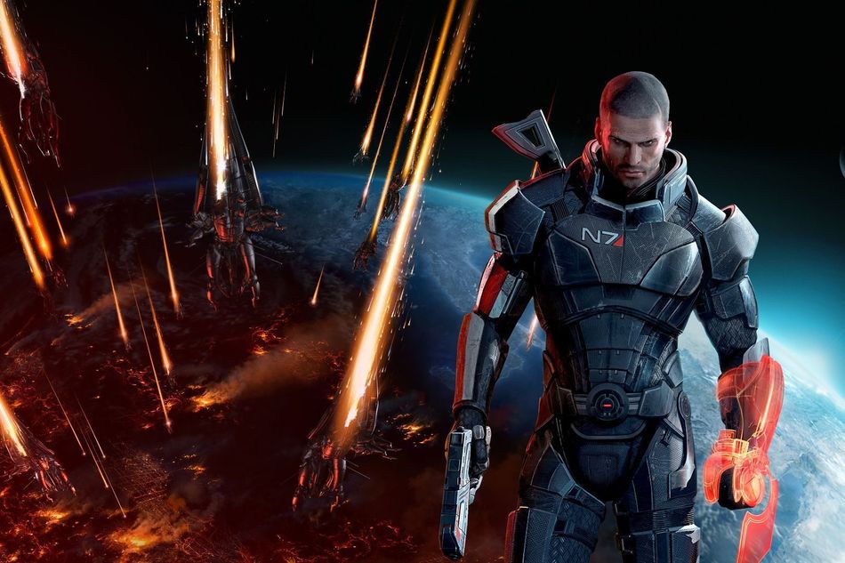 Mass effect key art showing commander Shepard
