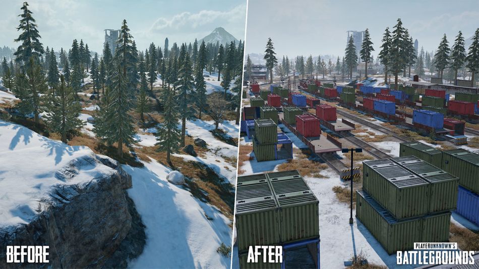PUBG 7.1 map Vikendi, before and after