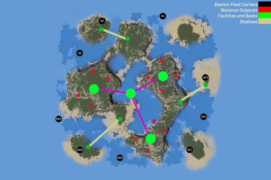 Isometric map of Oshur, Planetside 2's new island map