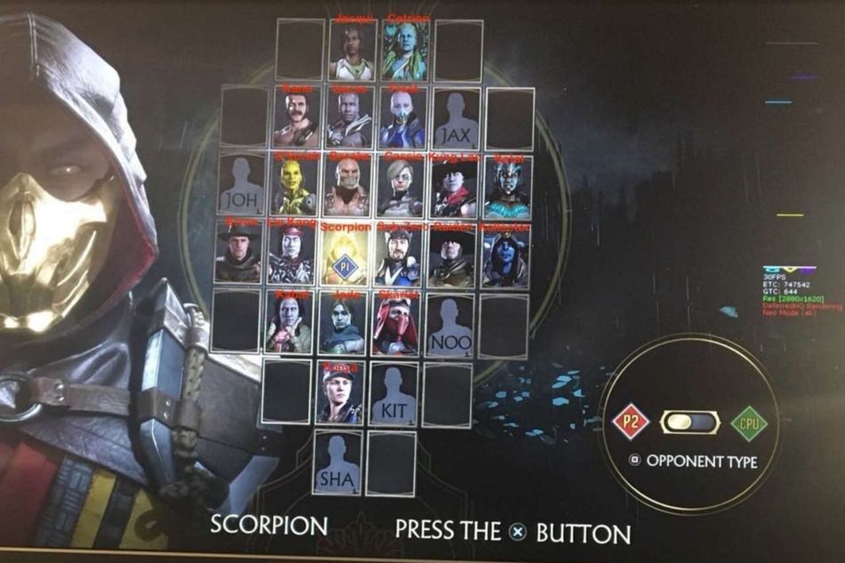 picture showing character selection screen in MK11