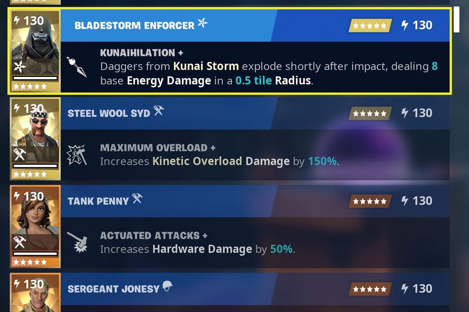 List of Commander Perks for Fortnite: Save the World