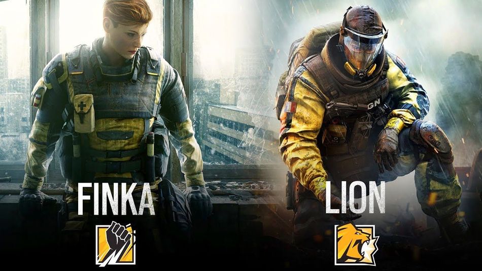 Promotional image showing the two new Rainbow Six Siege operators - Finka and Lion in their CBRN uniforms.