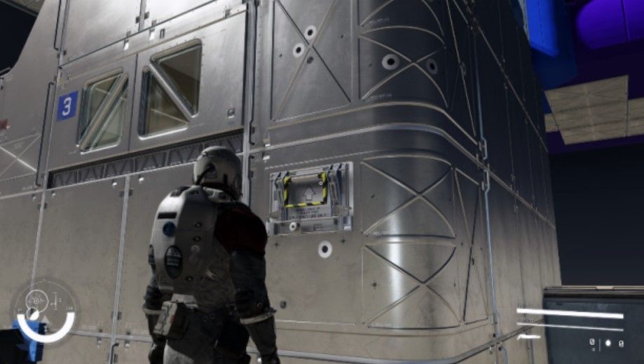 New Starfield screenshot showing a character standing in front of metal construction