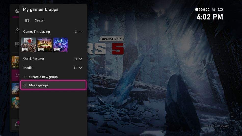 Xbox Reorder Groups 