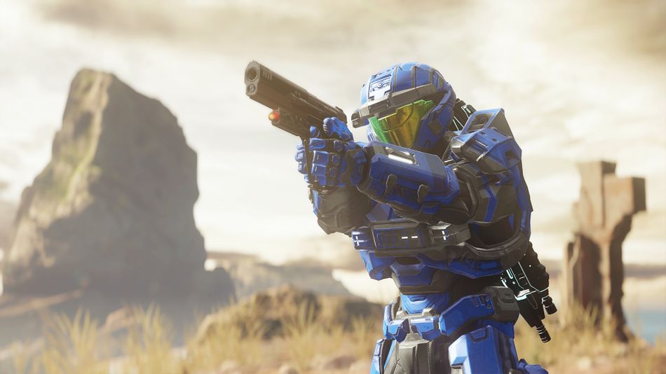 A member of the blue team in Halo 5: Guardians multiplayer.