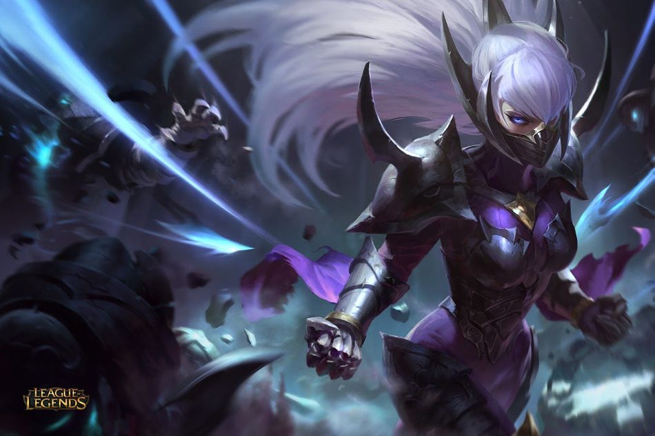Splash art for the Nightblade Irelia skin in League of Legends.