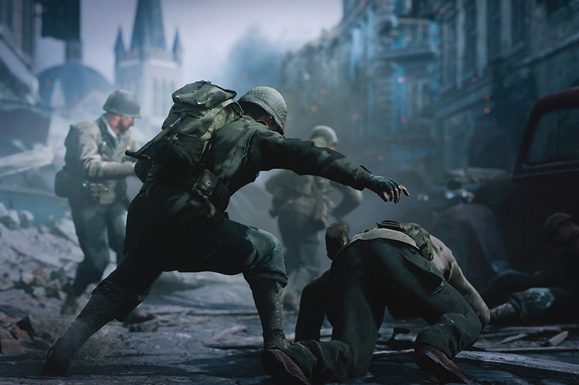 A screenshot of a battle in Call of Duty: WWII