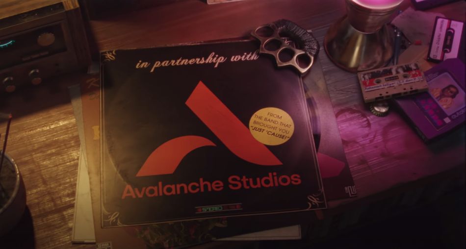 Contraband screenshot showing a vinyl with avalanche logo