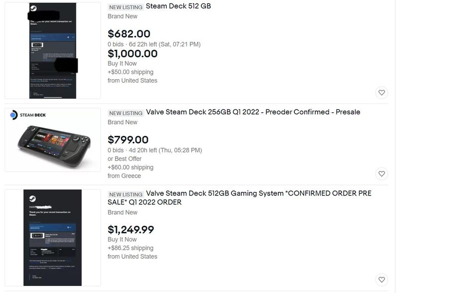 Scalpers want big money for Steam Deck