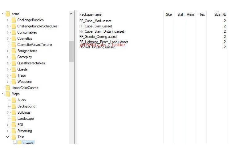 Fortnite's data mined files show an event called Cube