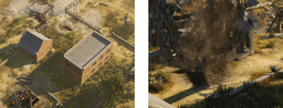 Gif demonstrating Iron Harvest's Destruction and Cover system