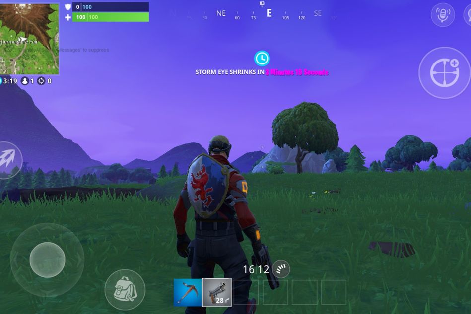 Screenshot from Fortnite Mobile showing the game's customisable HUD