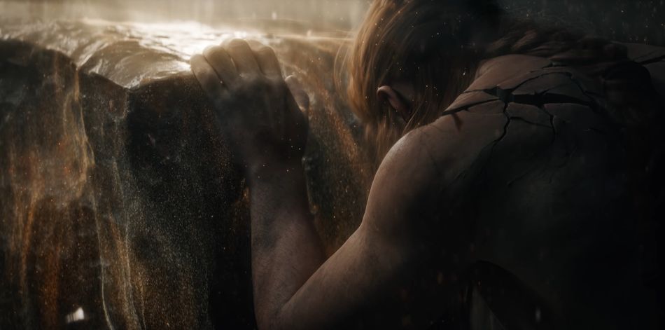 Elden Ring screenshot shiwng a character on a stone