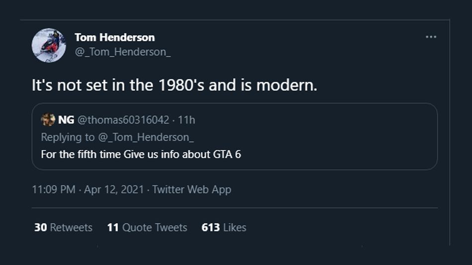 screenshot showing Henderson's thoughts on GTA VI