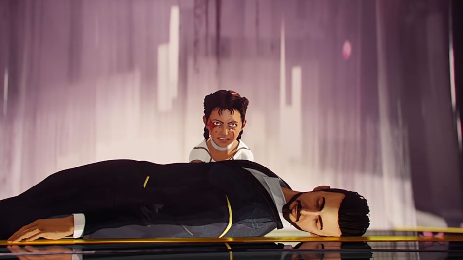 Girl over a dead body in Apex Legends