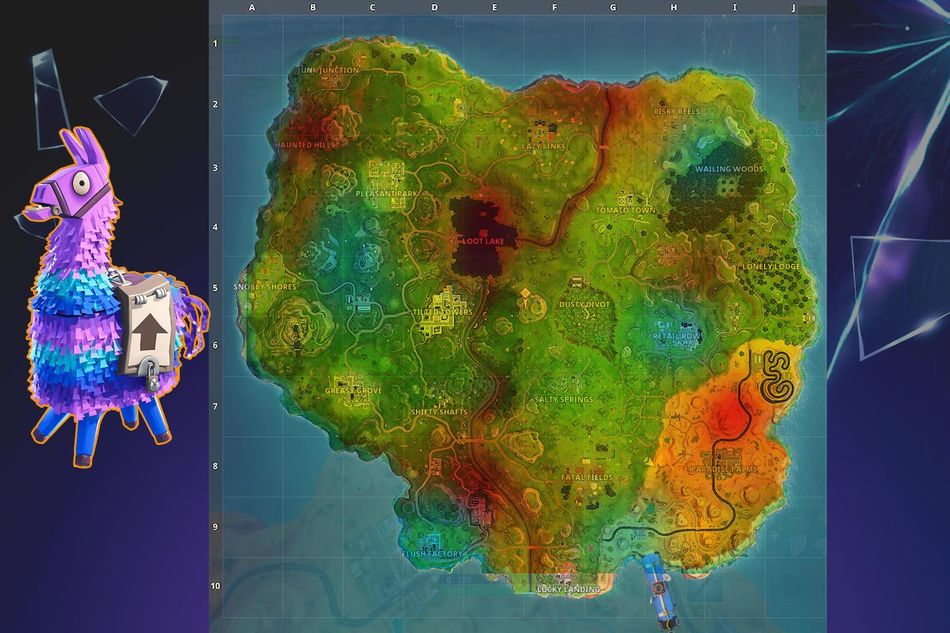 Heat map for finding loot llamas in Fortnite Battle Royale Season 5