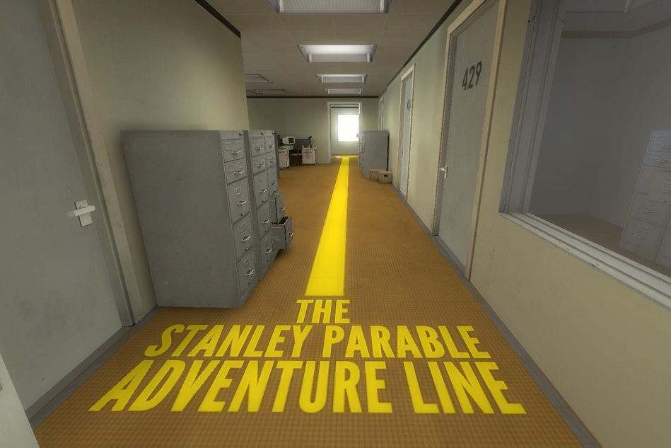 A yellow line used by the Narrator to tell the player where Stanley would go next.