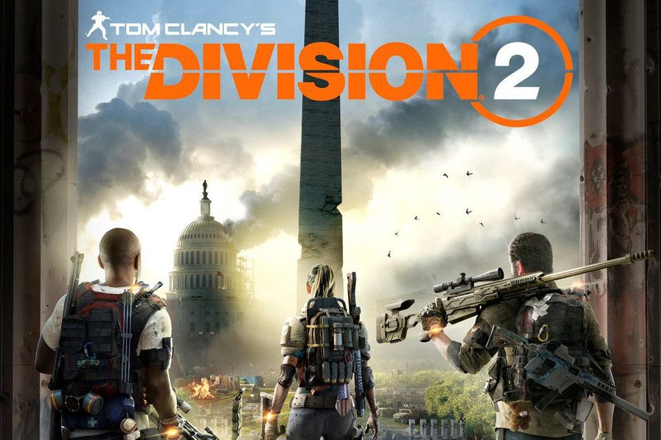 Promotional image for The Division 2 showing SHD agents in front of Washington Monument