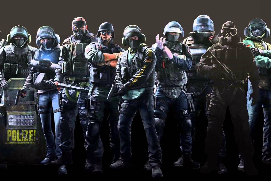 Several Rainbow Six Siege operators are posing for a group photo