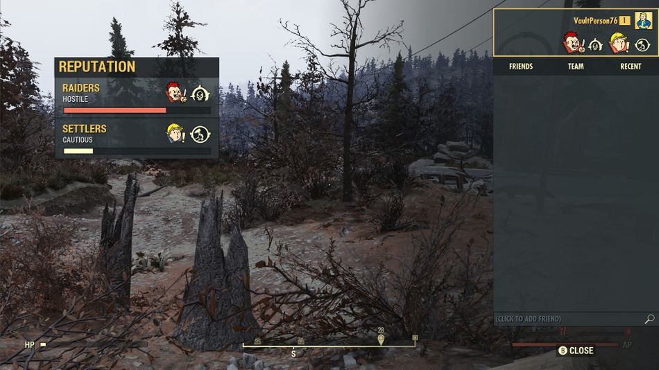 Burnt forest landscape from Fallout 76: Wastelanders