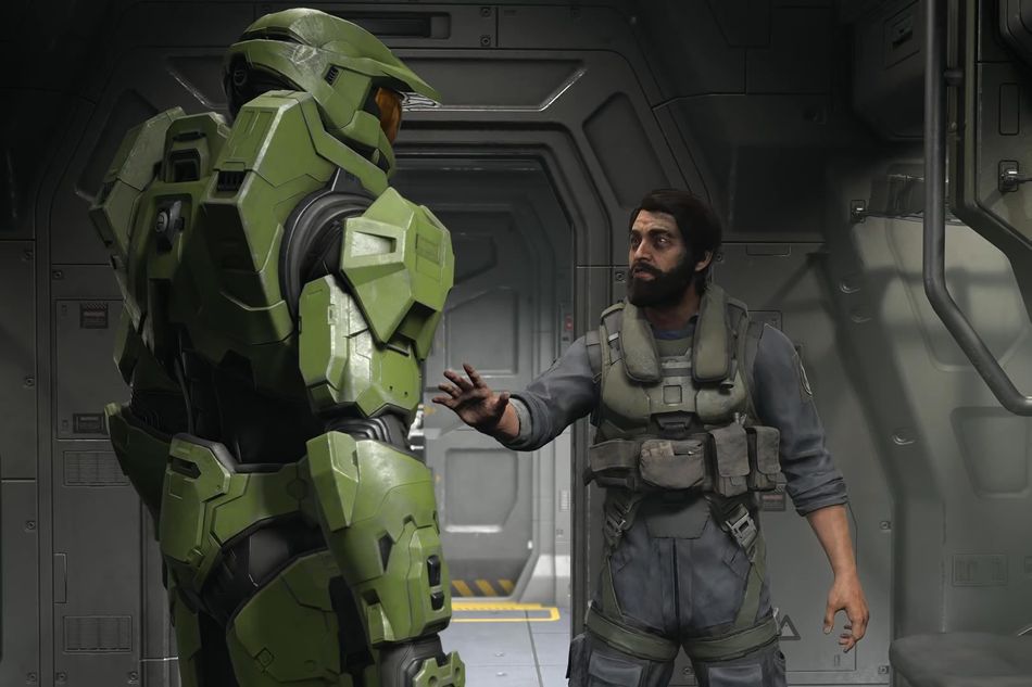 Master Chief standing next to another Halo Infinite character