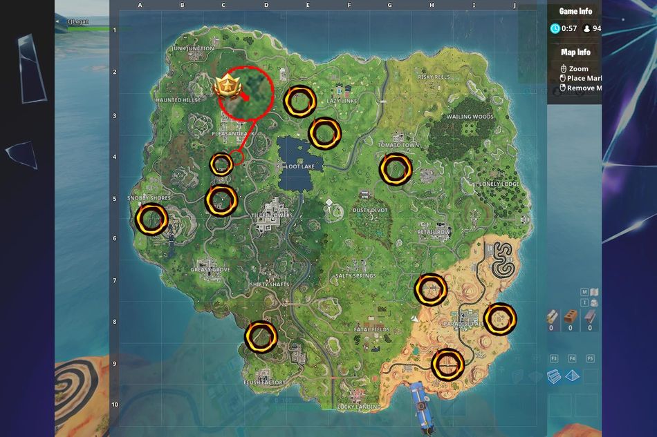 Fortnite Season 5 Week 4 challenges map