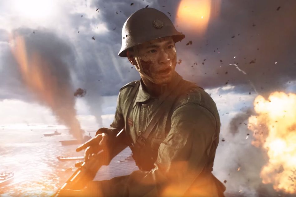 screenshot from battlefield v showing asian solider in fight