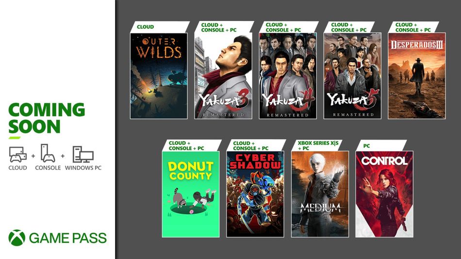 artwork showing Game Pass games in January 2021