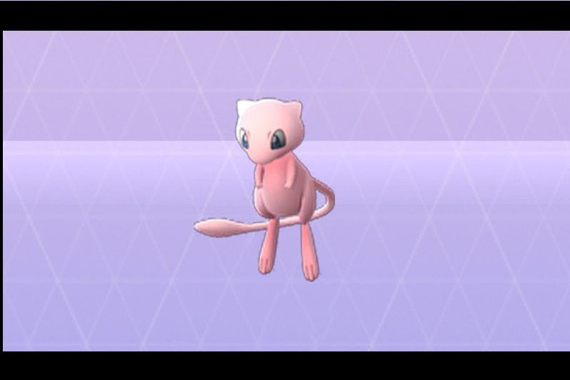 Pokemon Mew is floating around, being the pink inside-out cat that he is.