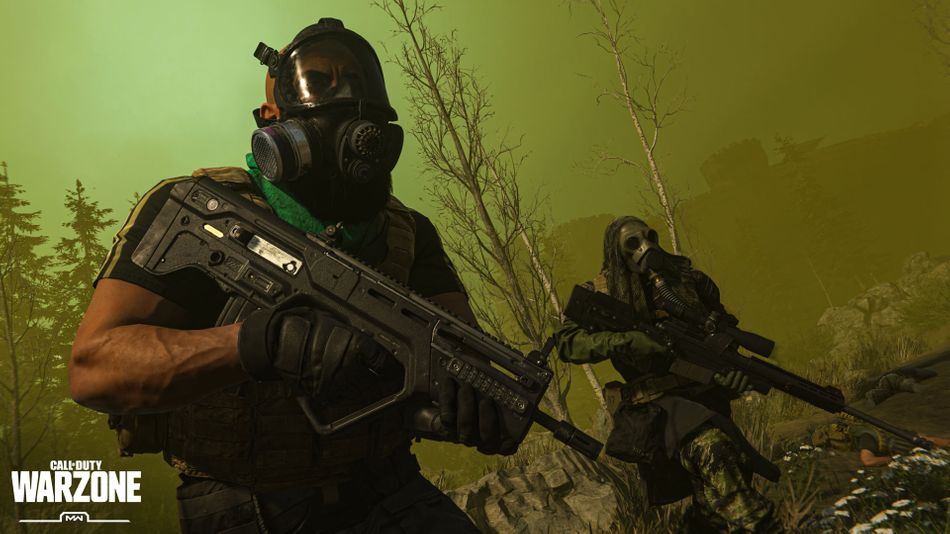 Call of Duty: Warzone screenshot showing two guys in gas masks