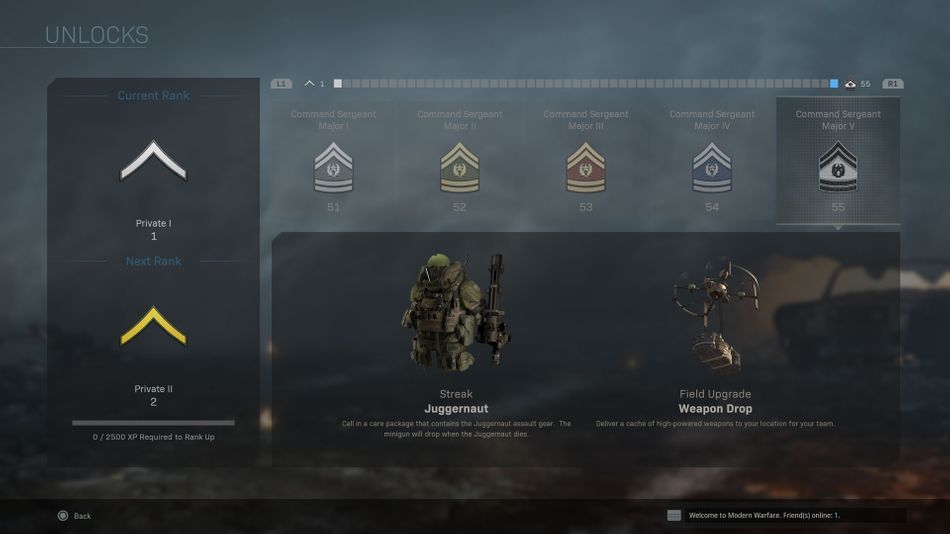 Call of Duty: Modern Warfare menu
