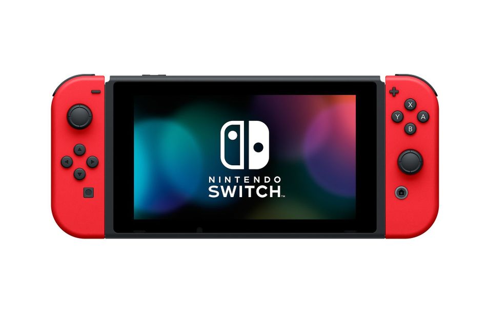 Nintendo's Switch console with red Joy-Cons attached