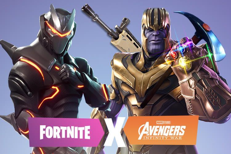 Photoshop of Thanos from Fortnite, carrying a weapon and pickaxe