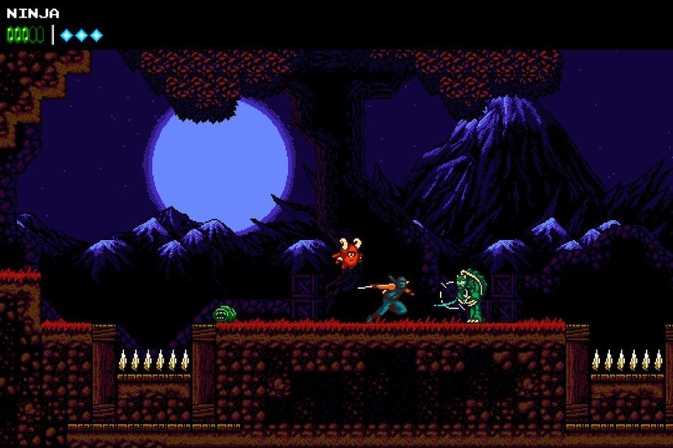 Picture of a pixelated ninja running around in The Messenger