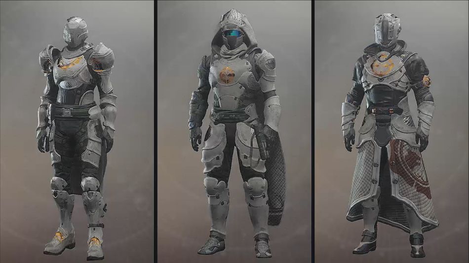 Three futuristic apparels from Destiny 2