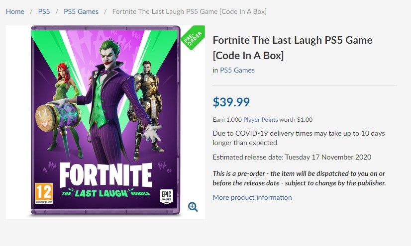 Fortnite The Last Laugh bundle hints at PlayStation 5 release date