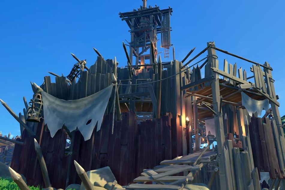 An animated run down fort crudely made of lumber posts