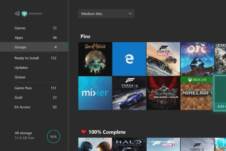 Screenshot of Xbox One's upcoming feature Groups